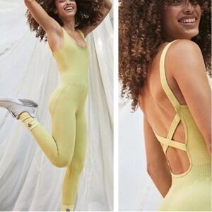 Free People Movement Good Karma Onesie Bodysuit Pineapple Punch Size XS/Small